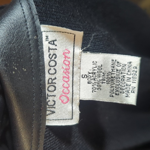 Victor Costa Designer Black Wool/Vegan Leather Embroidered Studded Jacket Sz S - Picture 8 of 12